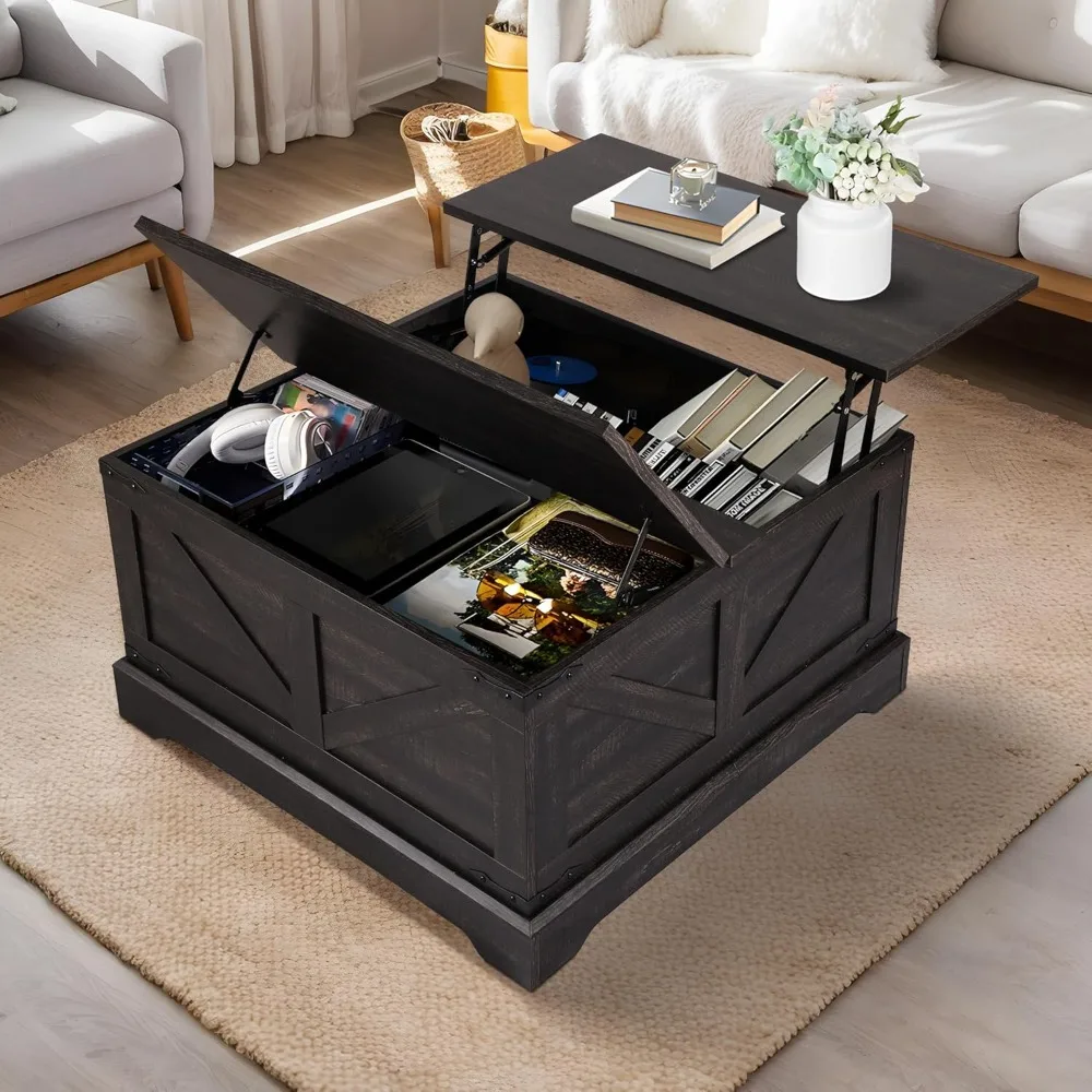 

Lift Top Coffee Table, 31.5 Square Coffee Table with Large Hidden Storage, Flip-Top Lids, Large Square Center Table for Living