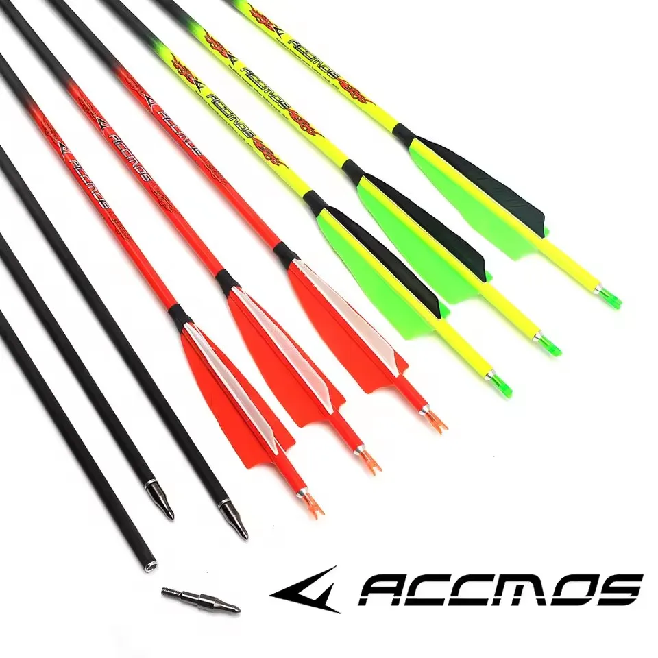12pcs Pure Carbon Arrows Shaft 300/340/400/500/600/700 800 Spine ID6.2mm 4Inch Fletches Turkey Feather for Archery Accessories