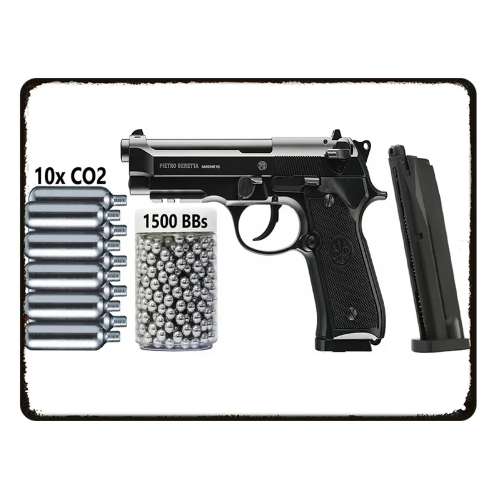 HD Pistol Tin Painting Sign. Vintage Style, Ideal for Home, Bar, Club. Adds Charm to Wall Decor.