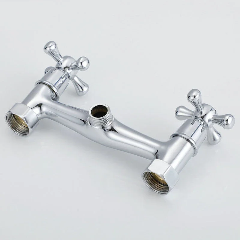 Brass Bathroom Hot and Cold Water Mixing Valve Shower Faucet Double Control Double Handle Into The Wall Flower Sprinkler Faucet