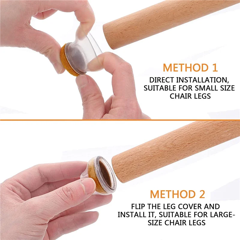 หมวกป้องกันสําหรับขาเก้าอี้ แพ็ค 32 ชิ้น ฝาครอบขาเก้าอี้ซิลิโคนทรงกลมพร้อมแผ่นสักหลาด โต๊ะและเก้าอี้ (14-19 มม.) -ABQU