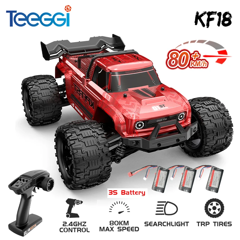 KF18 1/14 RC Drift Car 80KM/H 4WD 2.4G Hochgeschwindigkeits-Offroad-Rennwagen Bürstenloser 3S Ferngesteuerter Truck Spielzeugauto als Geschenk