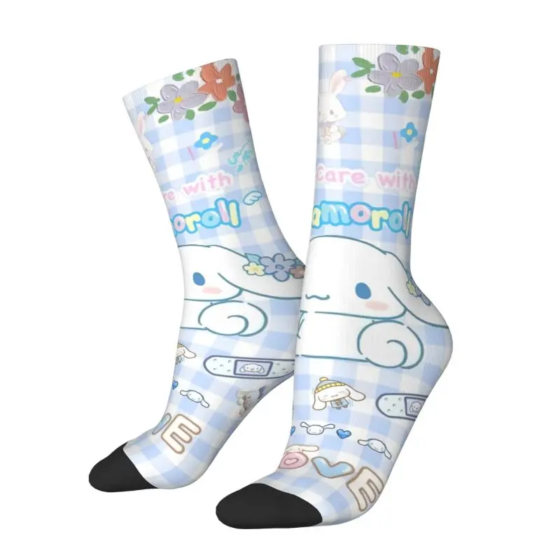 Custom Fashion Printing Cinnamoroll Sanrio Cartoon Socks for Men Women Stretch Summer Autumn Winter Yugui Dog Xina Crew Socks