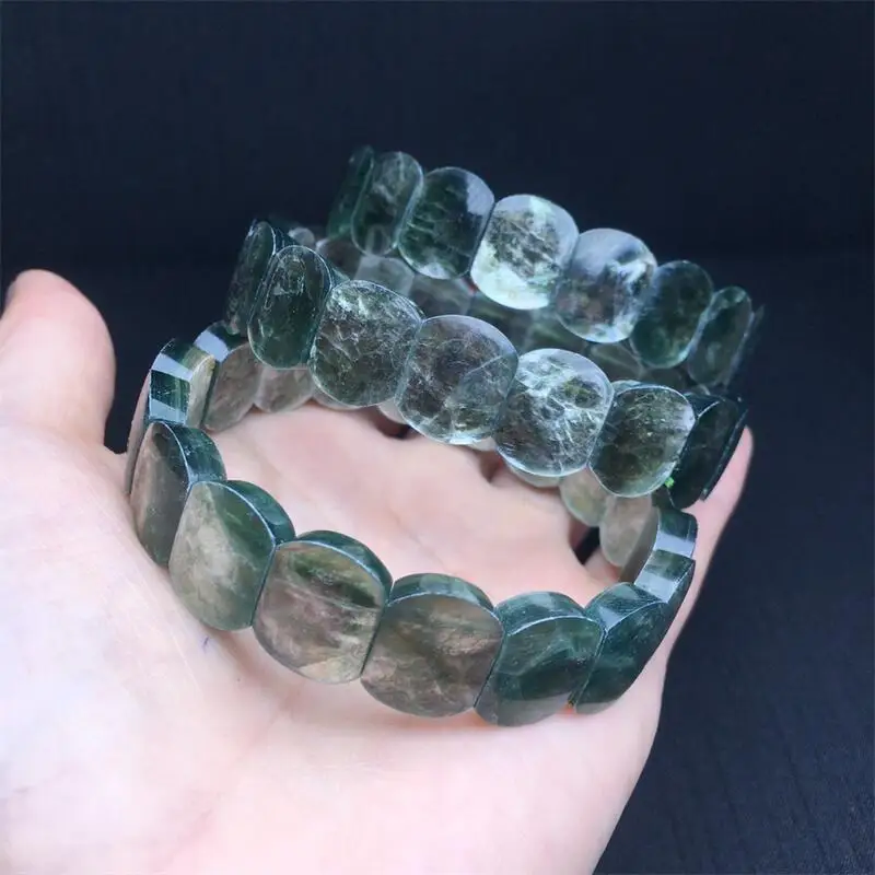 14MM Natural Green Lepidolite Bangle Crystal Healing Stone Stretch Polychrome Gemstone For Women Birthday Present 1pcs