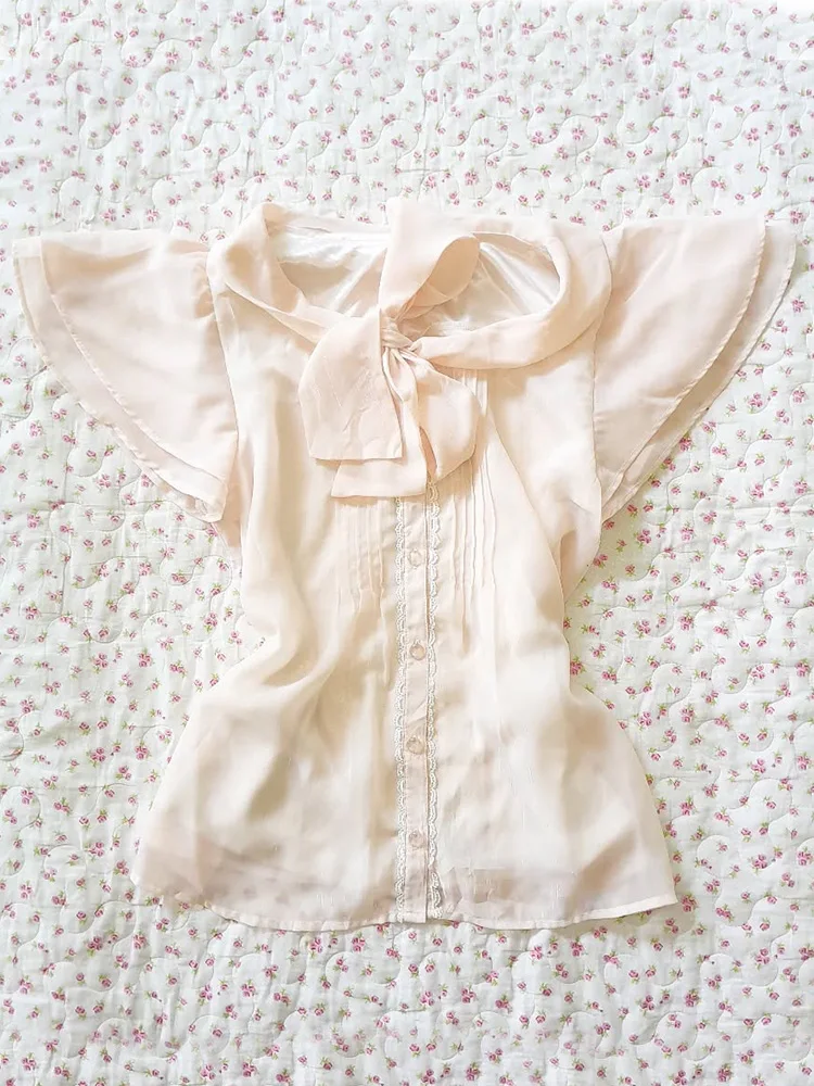 

Original Sli Unique White ature Sve irt Summer New 2025 High-End Feel Cotton Blend ort Sve Women's irt
