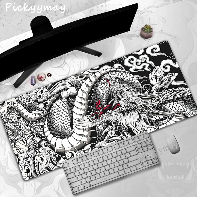 Chinese Style Mousepad HD Printed Computer Gamer Locking Lock Edge Mouse Pad 90x40cm PC Keyboard Desk Mat Art Dragon Mouse Mat