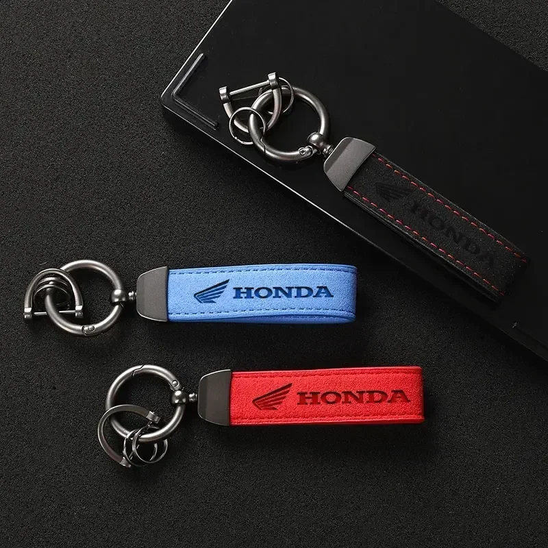 Suede Motorcycle Keychain Promotional Gift Honda Logo Keychain Accessories for Honda Cb400 Cb650