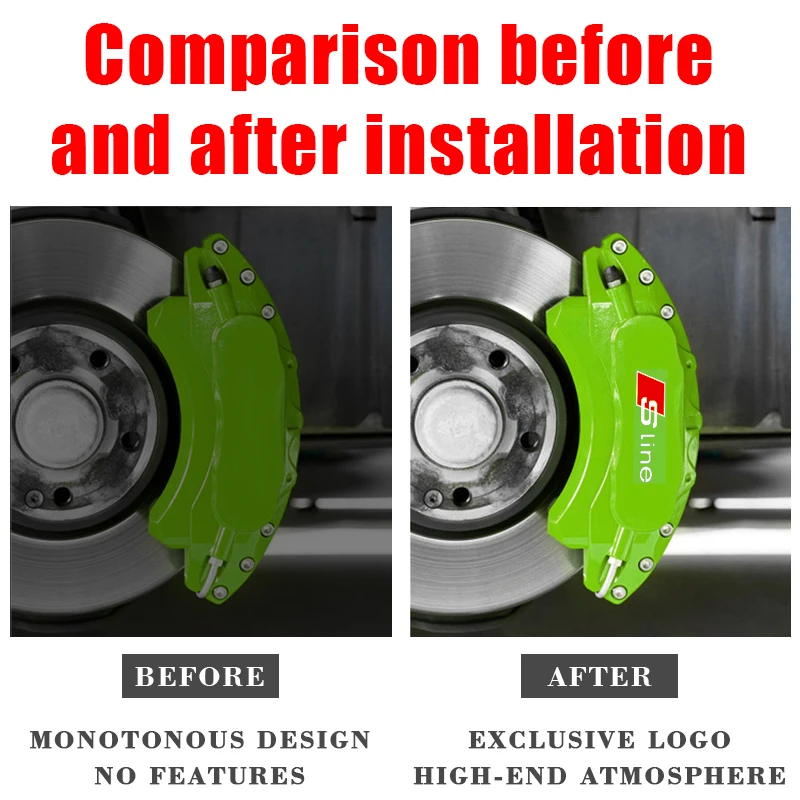 3D High-Temp Brake Caliper Graphic Overlay For Audi A3 8V A4 B8 B9 A5 A6 C7 A7 Q3 Q5 Black White Motorsport Tuning Accessory view 2