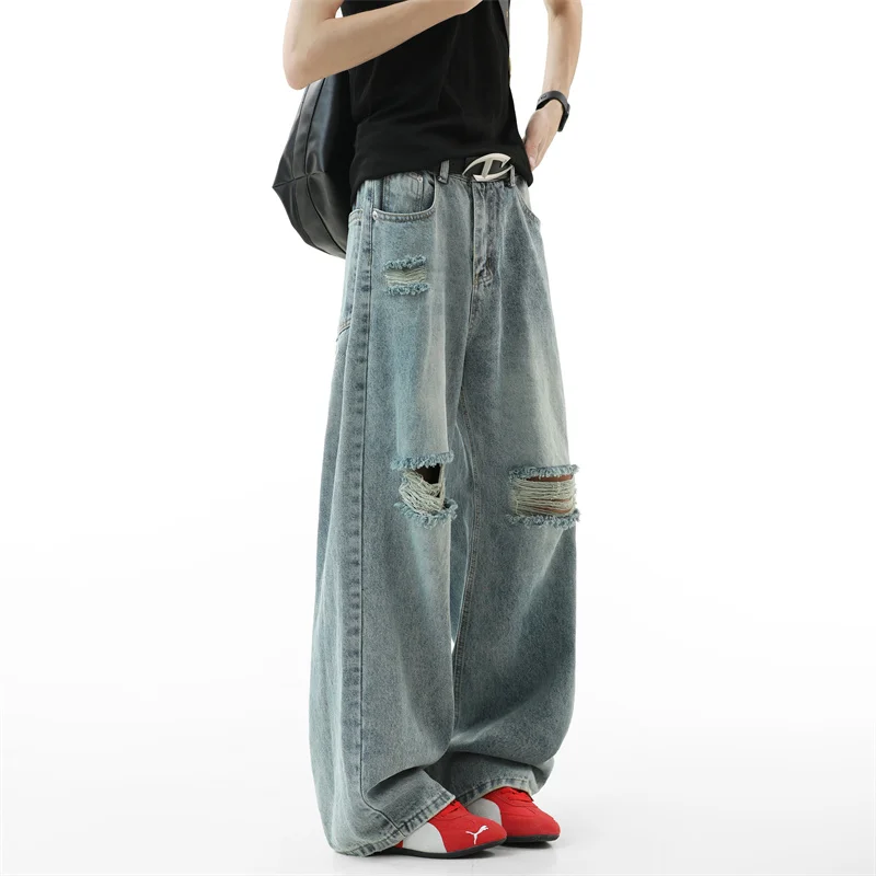 Ripped Jeans Men 2025 Autumn New Baggy Distressed Denim Pants Loose Drop Street Style Fall Fashion High Quality