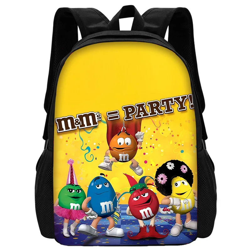 Cartoon Chocolate M-M&M's Logo Child School Backpack with Lunch