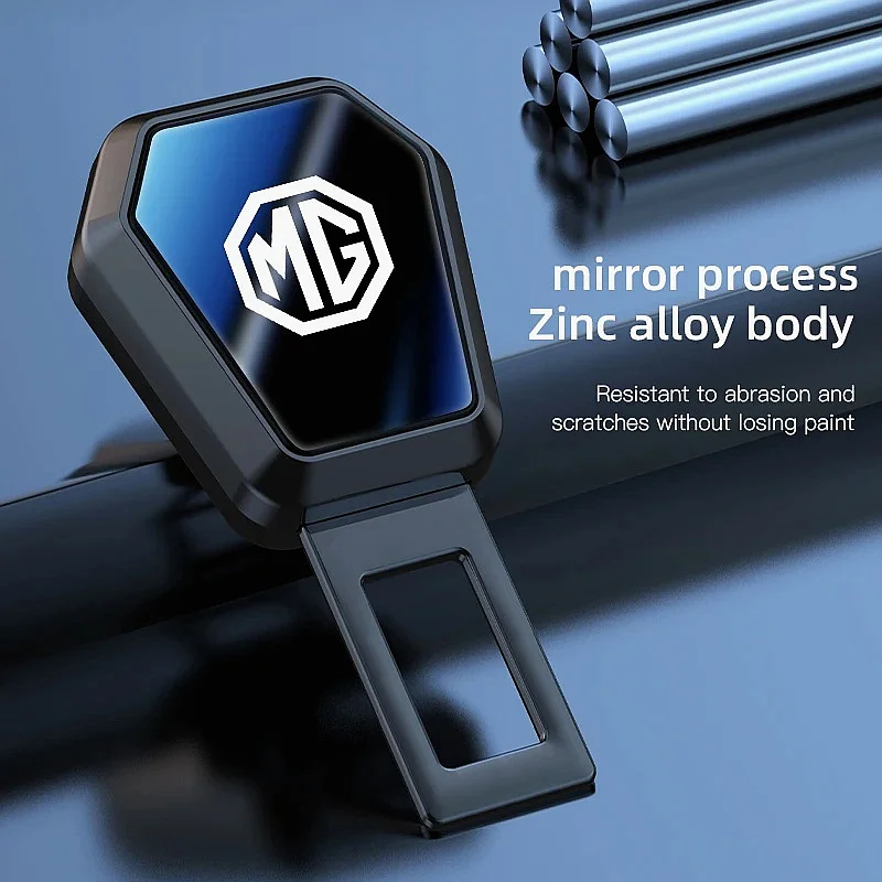 Car Interior Safety Seat Belt Extension Buckle Extender For MG Mulan MG6 ZS HS MG4, MG Logo Metal Stable Seatbelt Adapter Auto P