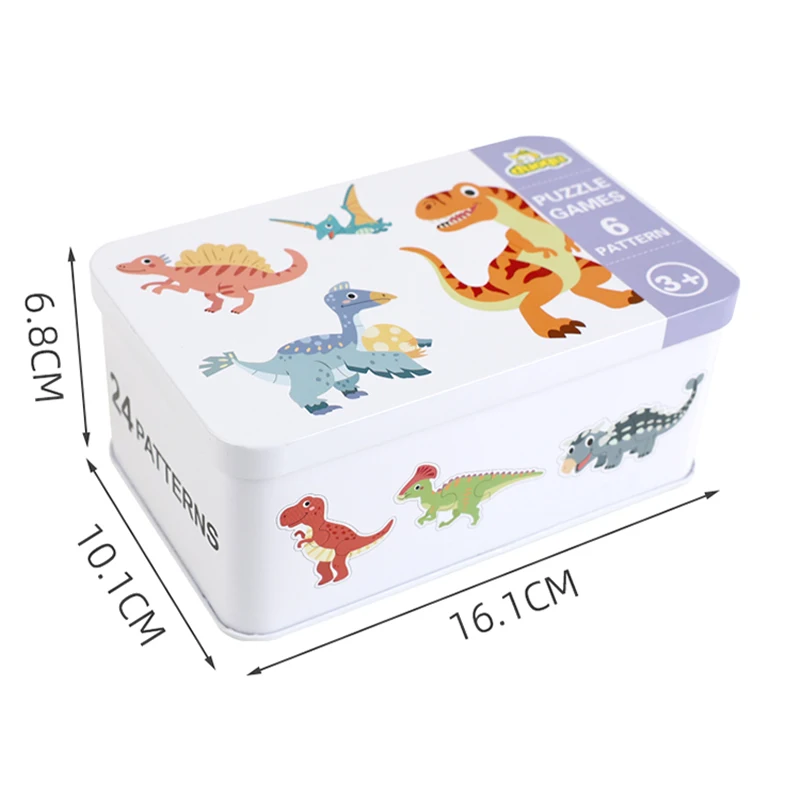 Iron Box Wooden Puzzles Baby Puzzle Animal Traffic Fruit Matching Games Montessori Educational Toys Gifts For Kids Girls Boys