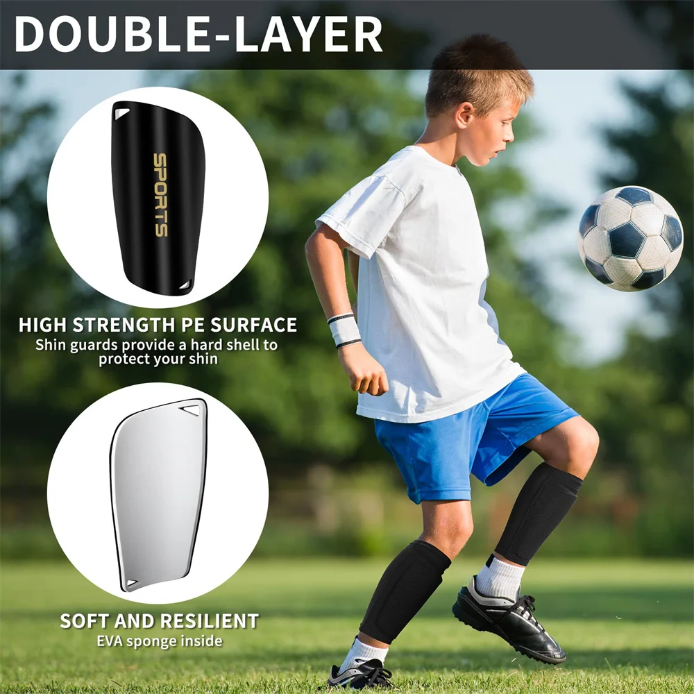 Soccer Shin Guards Football Protectors Pads Adult Kids Shinguards Set Light Sock Insert Board Training Legging Protective Gear