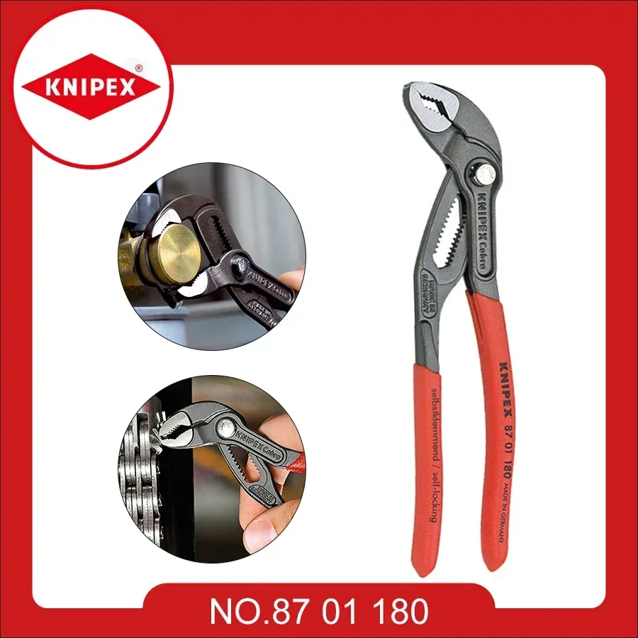 KNIPEX Cobra Water Pump Pliers No-slipping Adjustable Pliers for Plumbing 170 Grams 180mm Length 87 01 180  tool