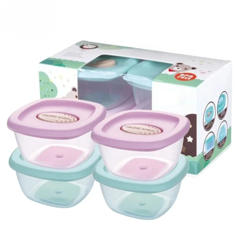 

4 шт./компл., коробка для хранения детского питания, коробка для закусок, полипропиленовый контейнер для детского прикорма, микроволновая печь и морозильник, аксессуары для детского питания