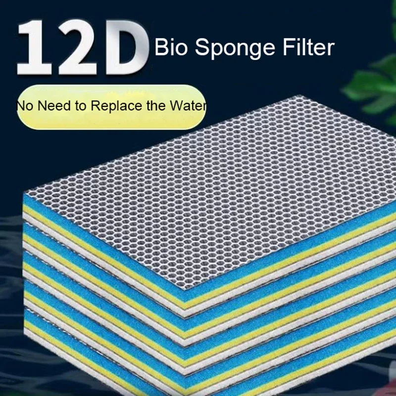 12D Aquarium Fish Tank Filter Sponge No Glue Foam Biochemical Cotton Aquarium Filtration Accessories 30x40x2.8cm