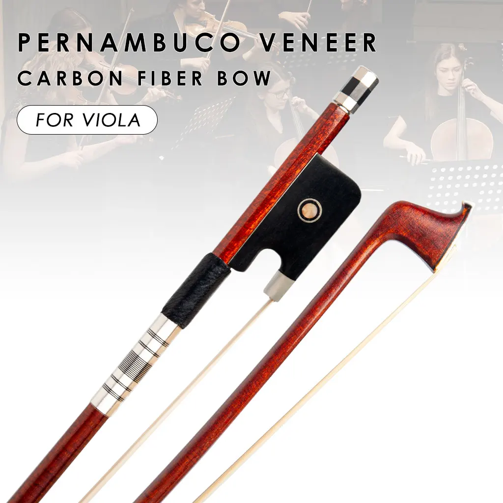 Professional Hybrid Carbon Fiber VIOLA Bow Pernambuco Skin Ebony Frog Fast Response Great Balance For 15\