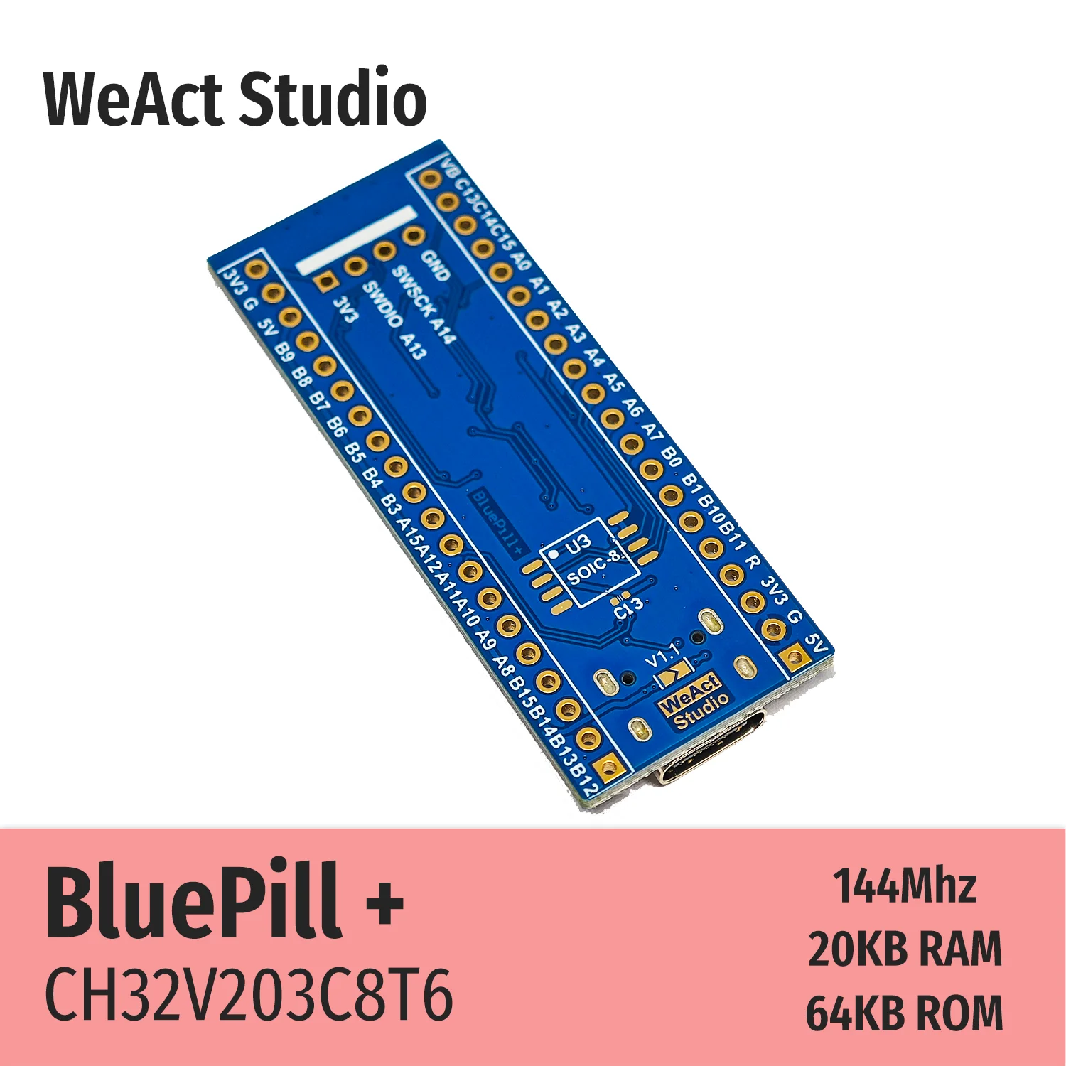 WeAct CH32V203C8T6 CH32V203 CH32V2 CH32 RISC-V Low-Power Core Board Demo Board