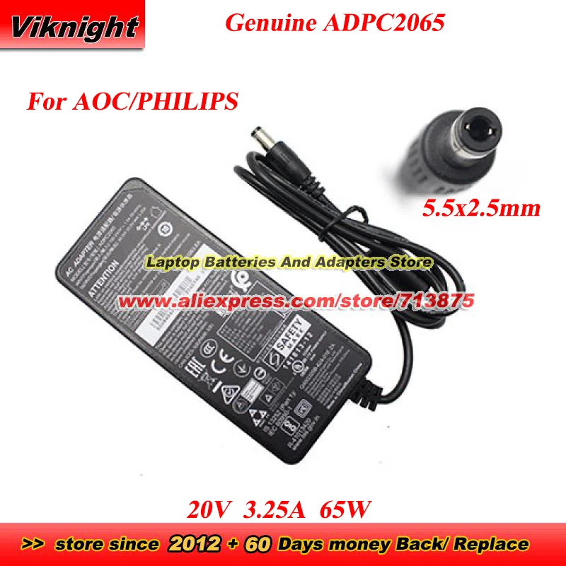 Genuine ADPC2065 20V 3.25A 65W AC Adapter for MSI Optix G32C4 G32C4X G27CQ4 G27C6 for AOC U2879VF 280LM00004 279X6Q AG241QG