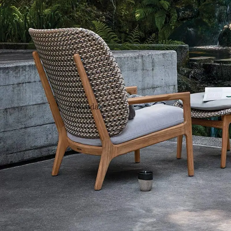 Outdoor-Sofa aus Teakholz, Rattan-Villa, moderne Möbel