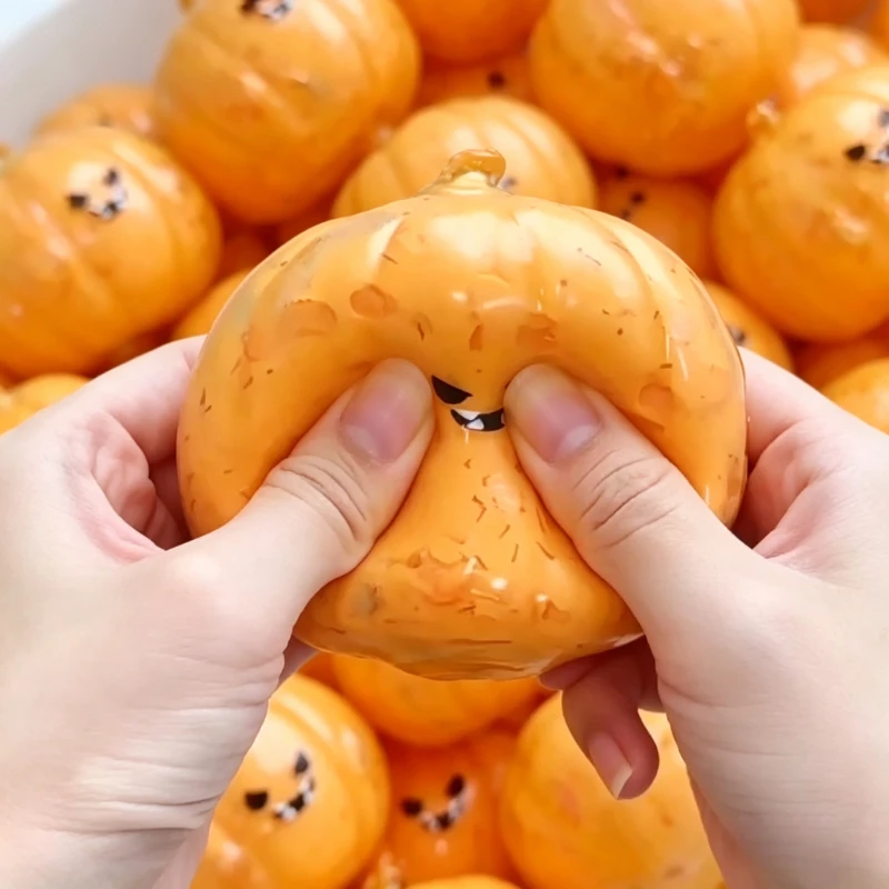 Halloween Squishies Ball Crunchy Handmade Pumpkin Squishy Toy Slow Rising Squeeze Stress Relief Toy Halloween Party Favor Gifts - view 5