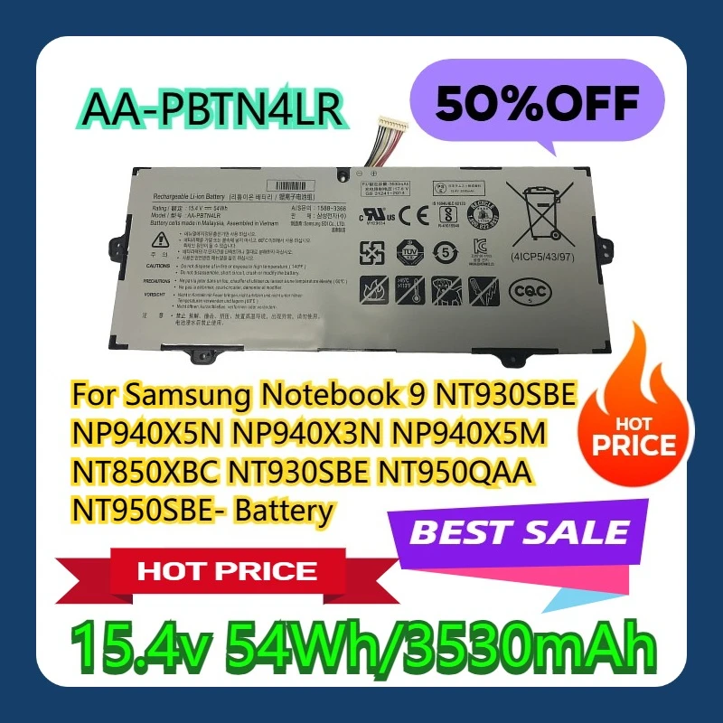 

For Samsung Notebook 9 NT930SBE NP940X5N NP940X3N NP940X5M NT850XBC NT930SBE NT950QAA NT950SBE- AA-PBTN4LR Battery
