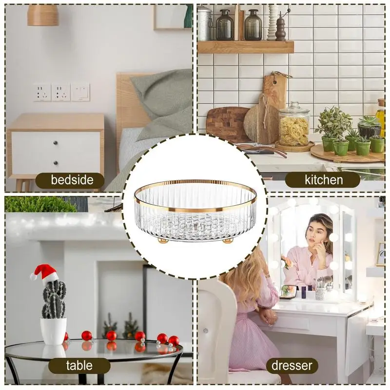 Round Turntable Spice Rack 360 Rotating Makeup Organizer Transparent Non-Skid Anti-rust Spinning Spice Rack Spice Storage Rack