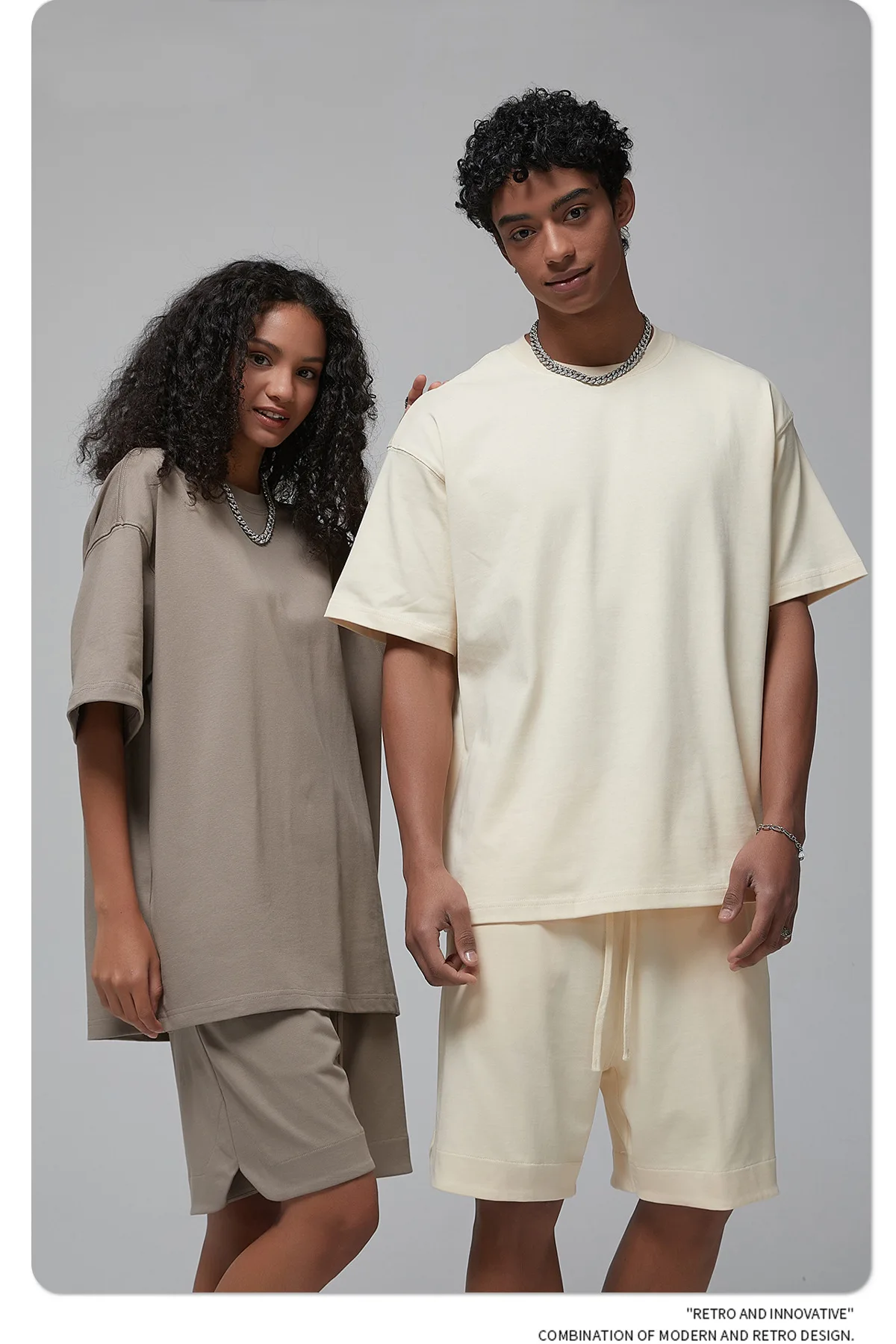 Men's 305g Heavyweight 100%Cotton Oversized T-Shirt-Earth Tone Solid Color Streetwear Basic Tee Premium Quality Short Sleeve Top