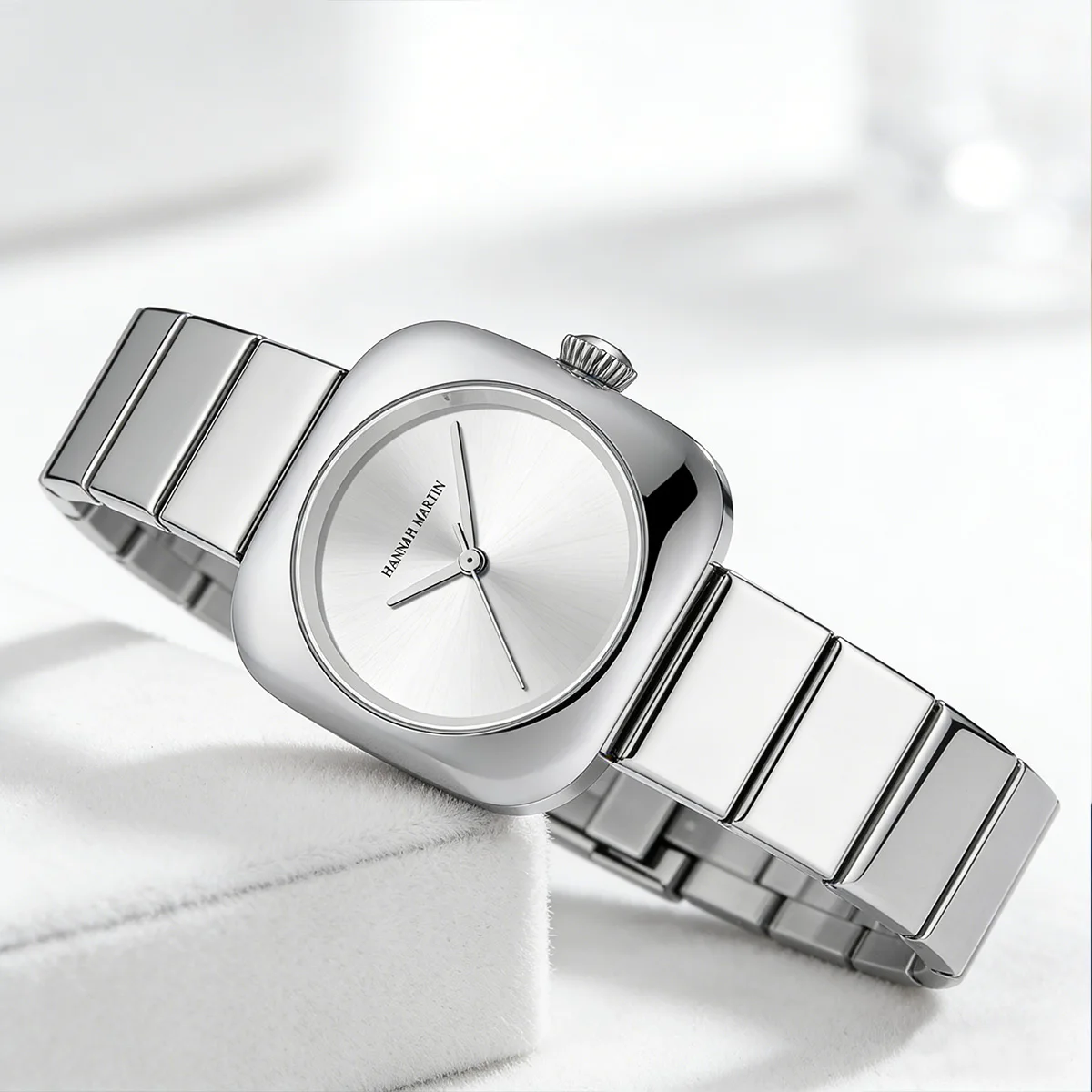 HANNAH MARTIN Women Watch Quartz 30mm Square Elliptical Stainless Steel Clock Japanese Movement Waterproof Simple Couple Watches view 4