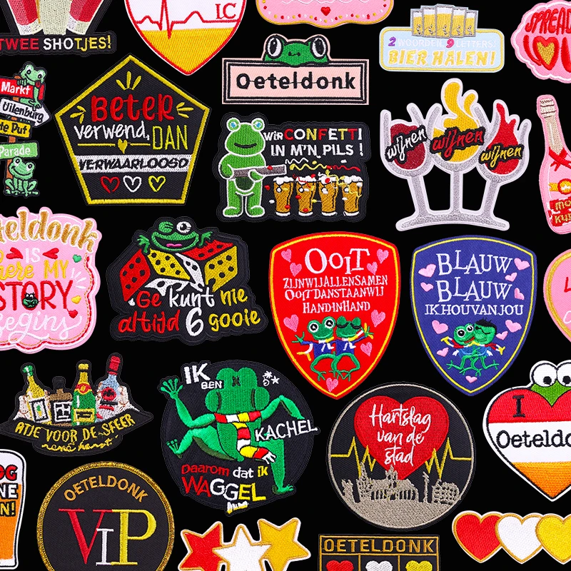 Heiß begehrte Niederländische Oeteldonk-Emblem-Aufnäher zum Aufbügeln – DIY Niederländischer Karnevals-Frosch-Patch zum Aufnähen auf Kleidung