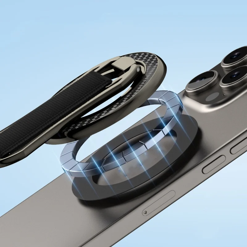 

Магнитный кольцевой держатель с браслетом на липучке для iphone 16, 15, 14, 13, 12, серии 360 ° Универсальный кронштейн для телефона с вращающейся складной пряжкой