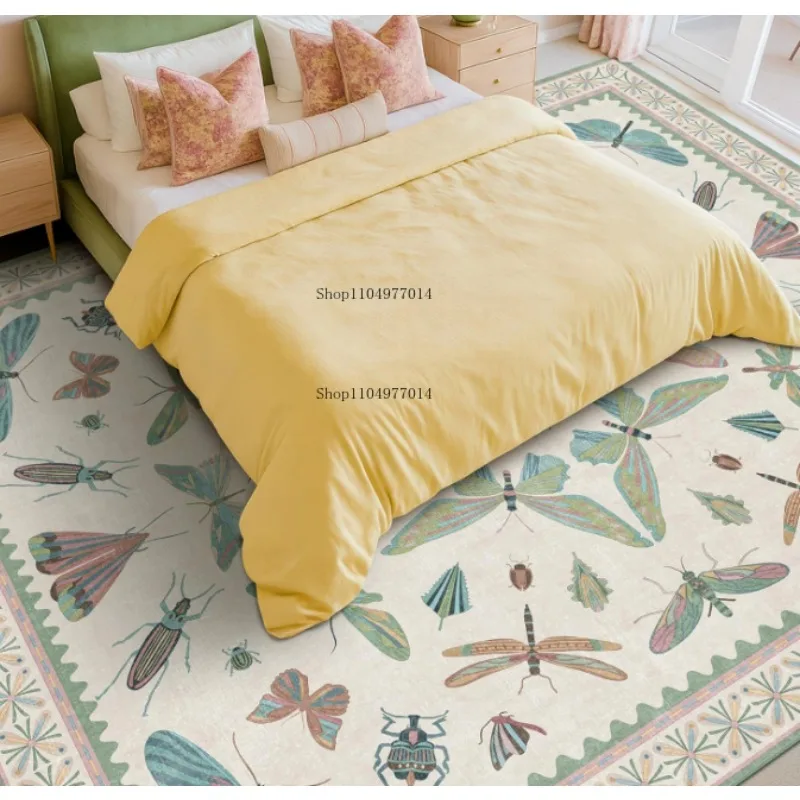 

Green butterfly rug for girl's bedroom, floral area rug for living room, dining room, kitchen under table