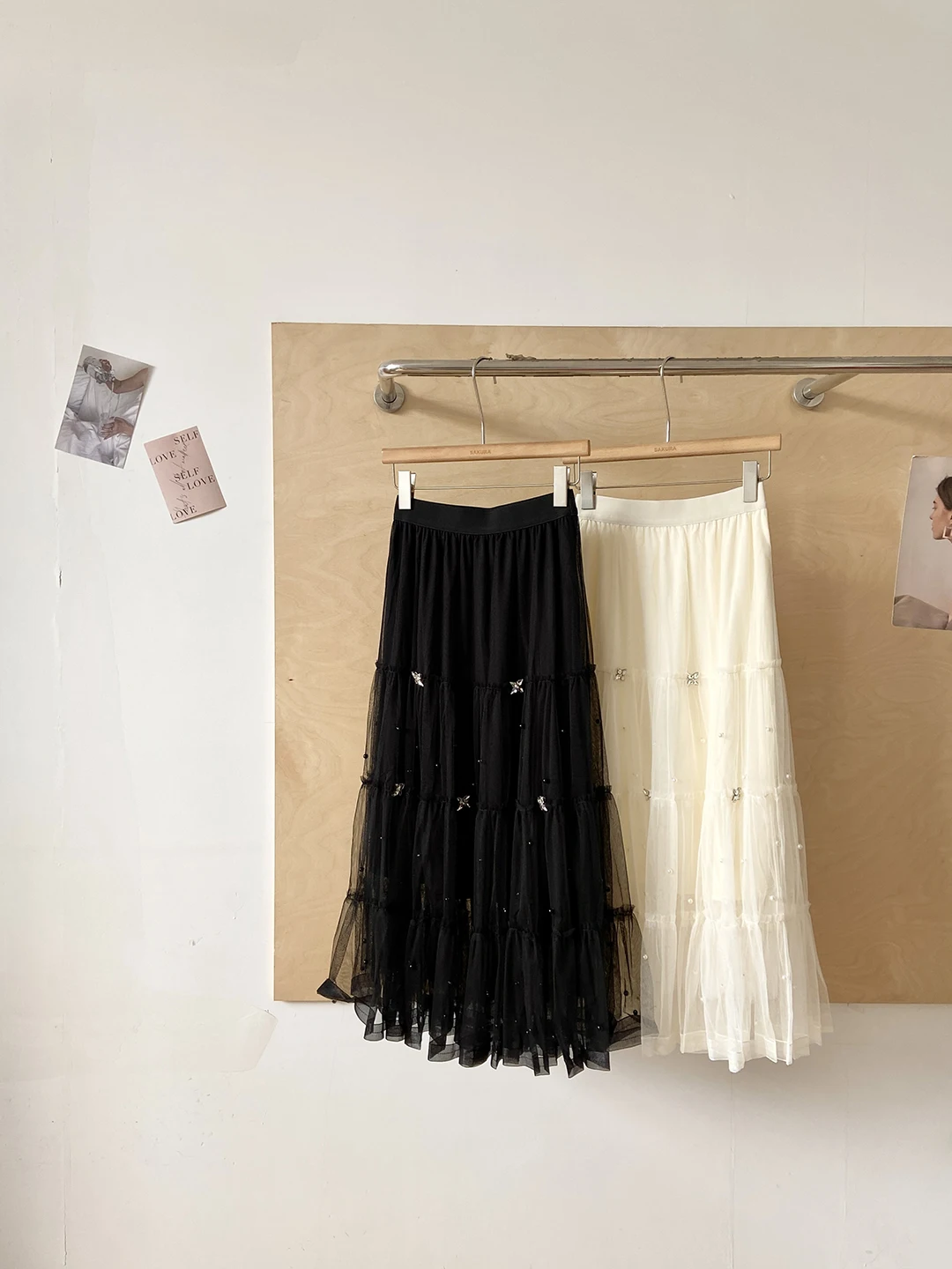 Spring 2026 Sweet Heavy Embellished Net Half Skirt Women's High Waist Slimming Cake Skirt A-Line Polyester Fiber