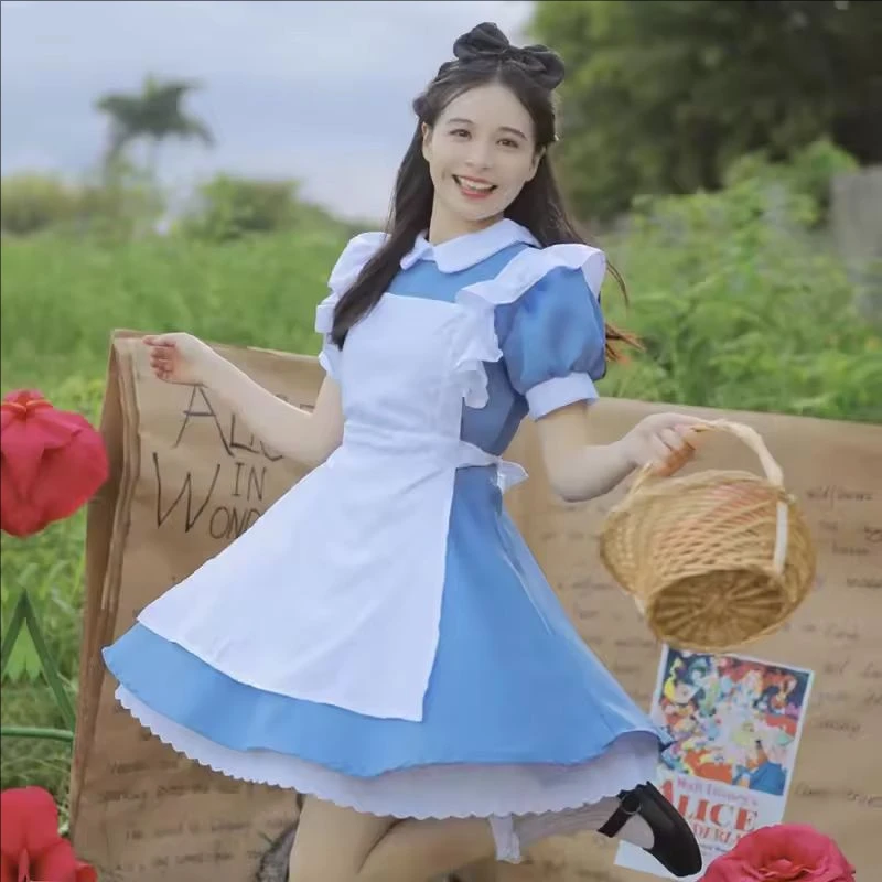 

Anime Cosplay Costume Lolita Dress Maid Apron Fantasia Carnival Halloween Costume for Women Masquerade Party Alice In Wonderland