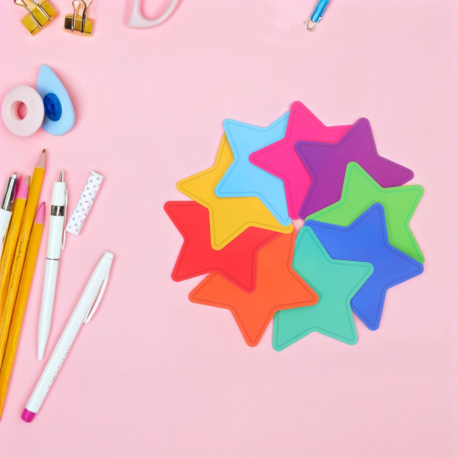

108pcs Star Cutouts Bulletin Board Decorations Colorful Paper Star Shaped Card Stock Classroom Wall Decor Diy Craft Projects