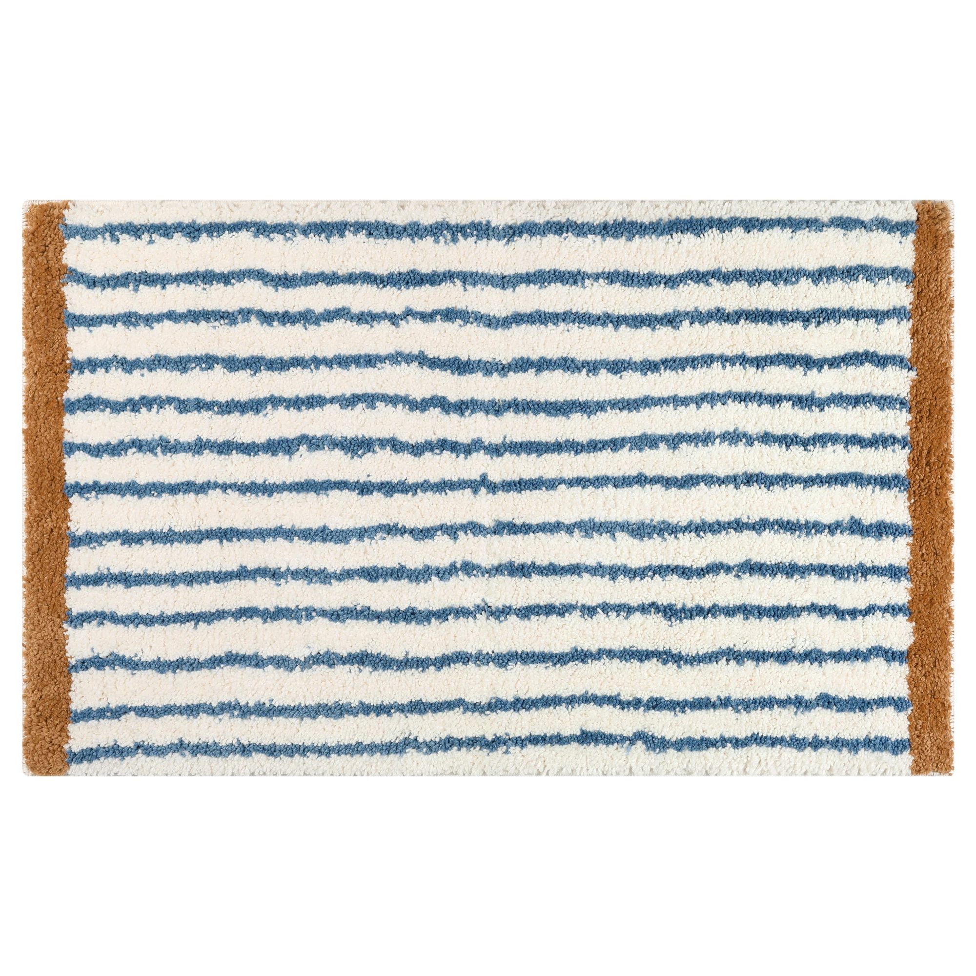 

Striped non-slip bath rug mat soft absorbent washable carpet in dark blue 20 by 32 inches