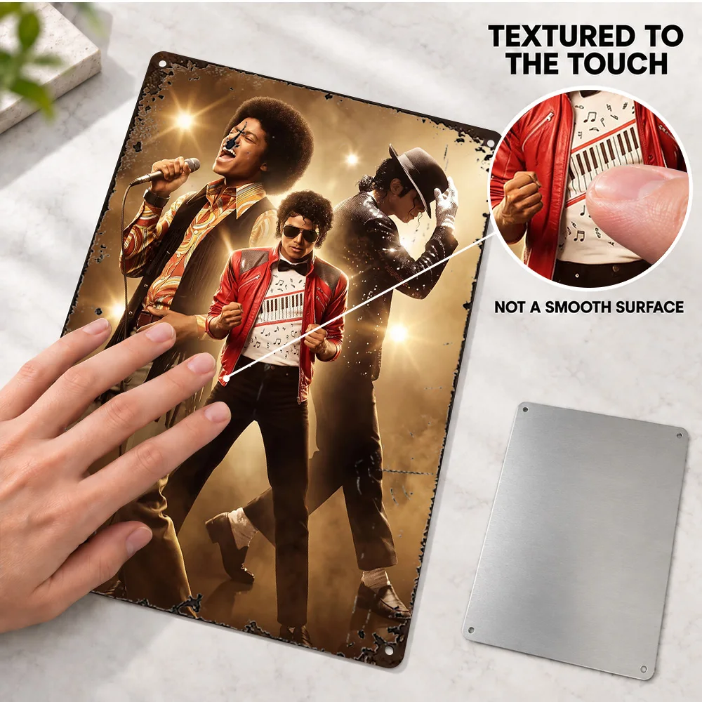 Michael Jackson Through The Eras Textured Metal Poster Personalized Aluminum Sign Collage Wall Art For Home Listening Lounge