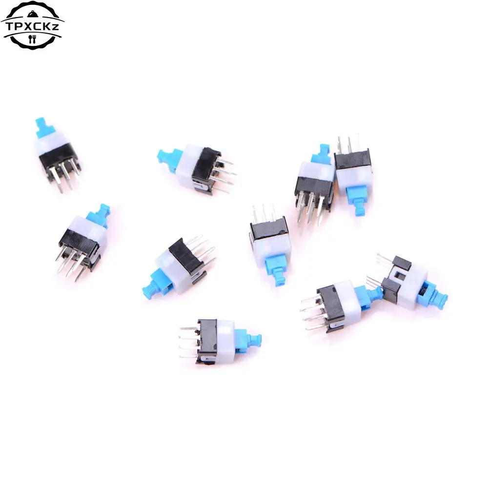 10pcs 6Pin Push Tactile Power Micro Switch Self lock On/Off button Latching switch 7*7MM