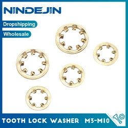 NINDEJIN 20/50pcs Internal Tooth Star Lock Washers M3 M4 M5 M6 M8 M10 Brass Copper Internal Serrated Lock Washer Lock Gasket