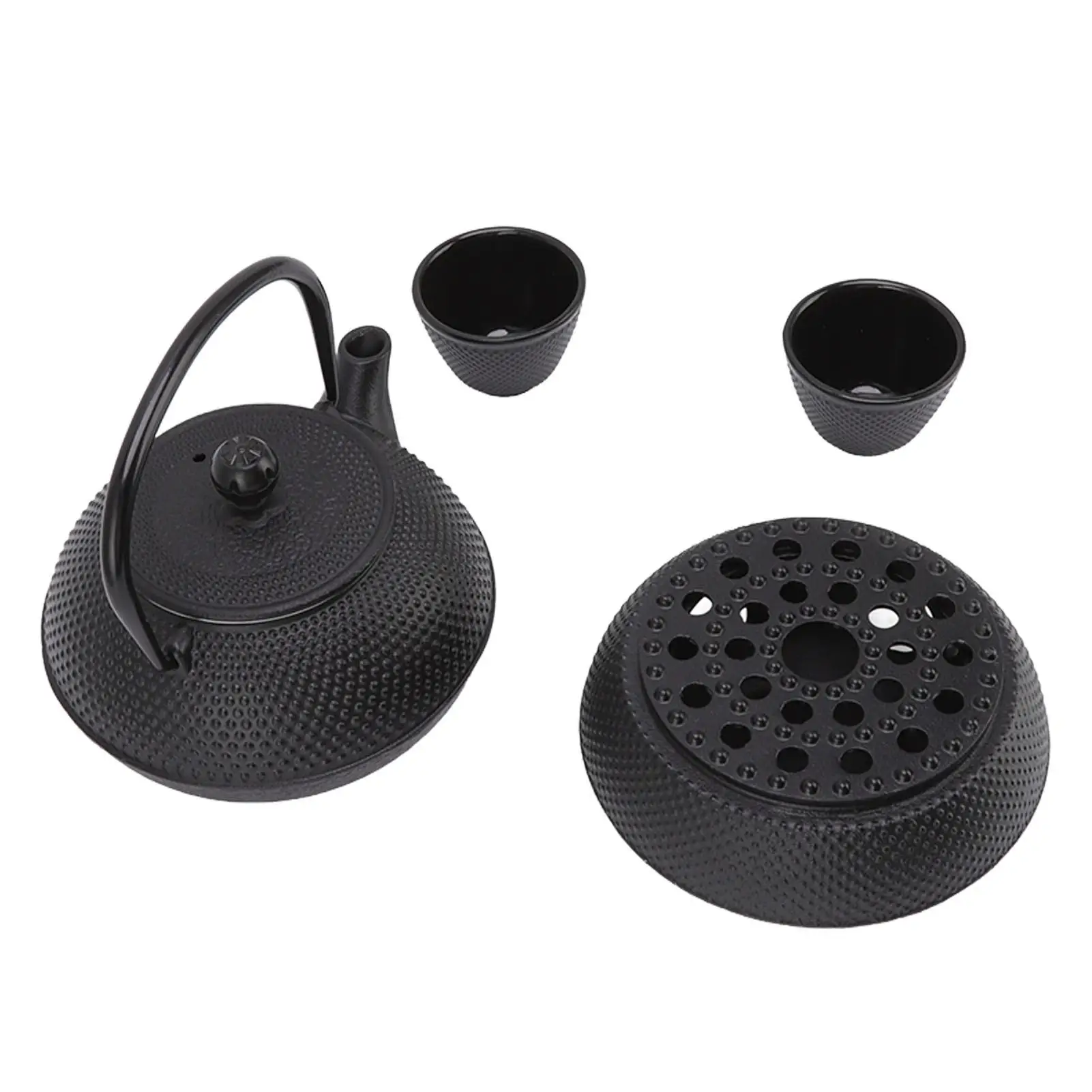 

Cast Iron Teapot Set 800ml Energy Saving Luxurious Kettle with Mat Warmer and Cups Elegant Design for Lovers