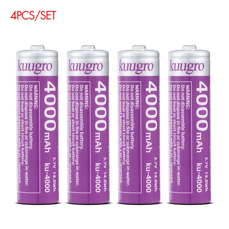 Kuugro ku-4000 puntige batterij 18650 4000 mAh 3,7 V oplaadbare lithiumbatterijen met de hoogste capaciteit 12A ontlading voor zaklamp