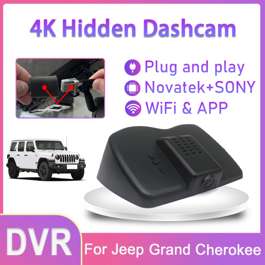 

Plug and play Car DVR WIFI 4K Dash Cam Video Recorder Original For Jeep Grand Cherokee WK2 2015 2016 2017 2018 Hidden HD DashCam