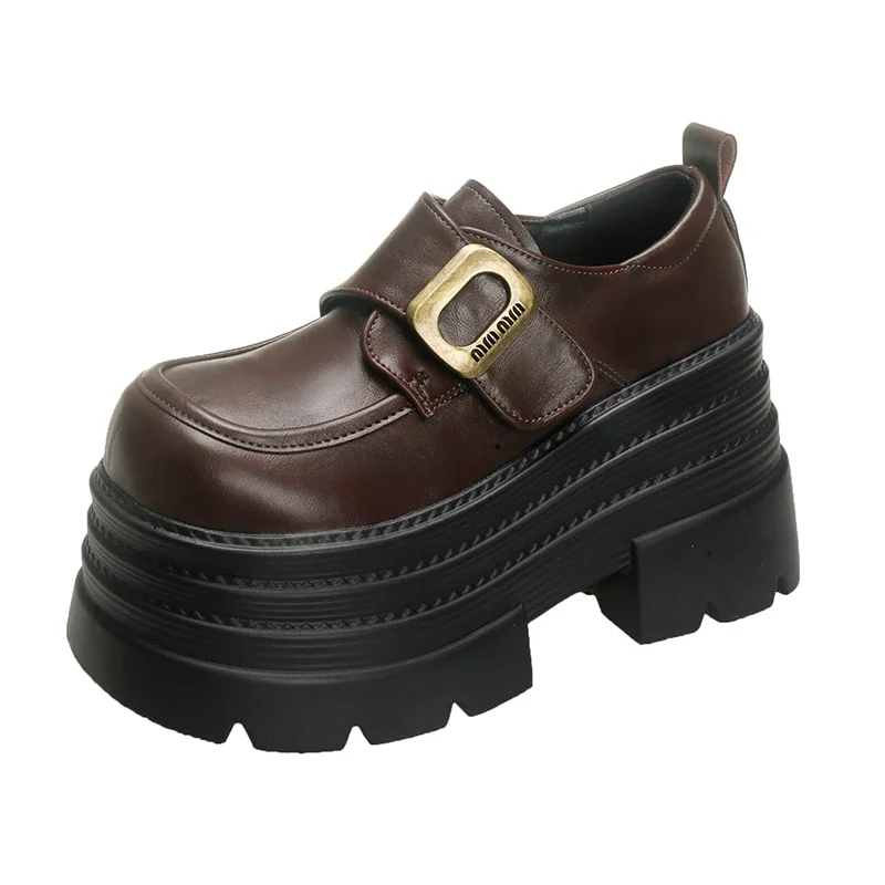 

Осенние женские массивные кроссовки Nop-slip, лоферы на высоком каблуке и платформе, новинка 2023 года, весенняя повседневная обувь на липучке, женская обувь на плоской подошве