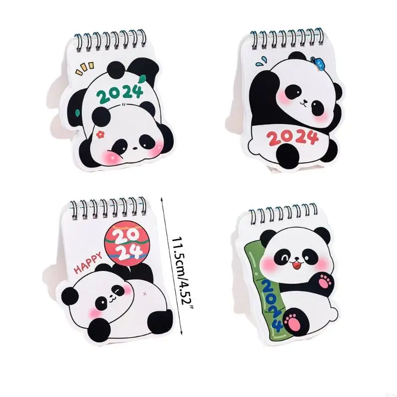 W89C Mini Pandas Kalenderkalender 2024 Desktop -Kalender -Schüler Kalenderdekoration