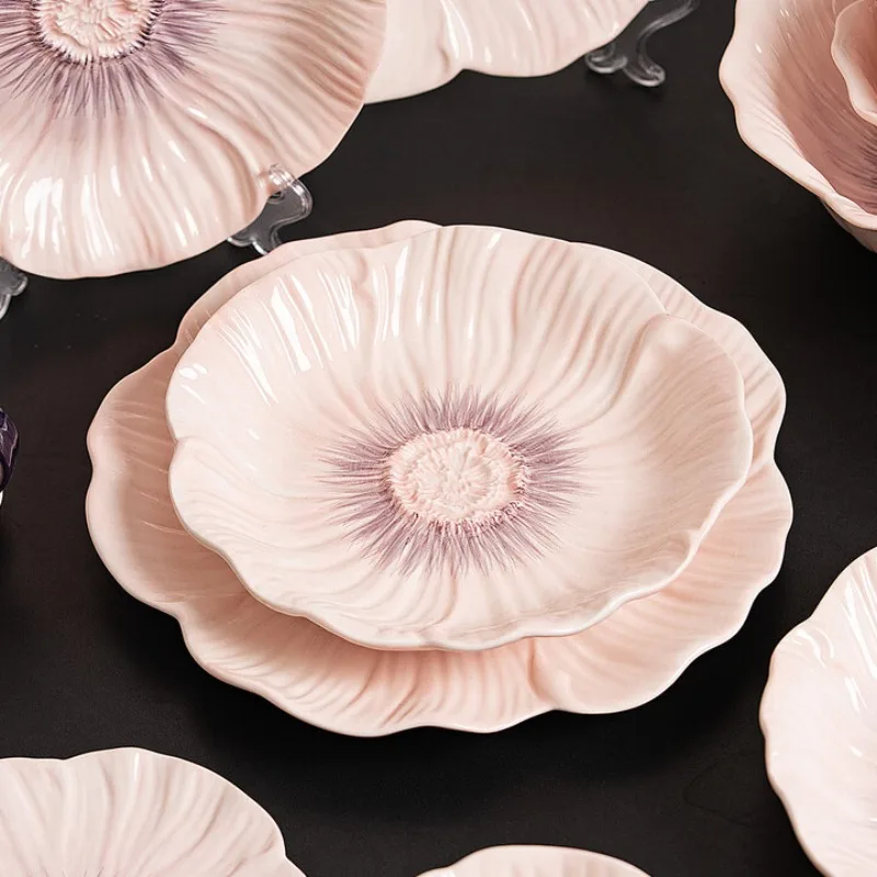 مجموعة أدوات المائدة، أطباق ملونة تحت التزجيج، هدايا متحركة منزلية، هووسورمينغ، منزل جديد، أطباق، أطباق وعيدان تناول الطعام، عالية