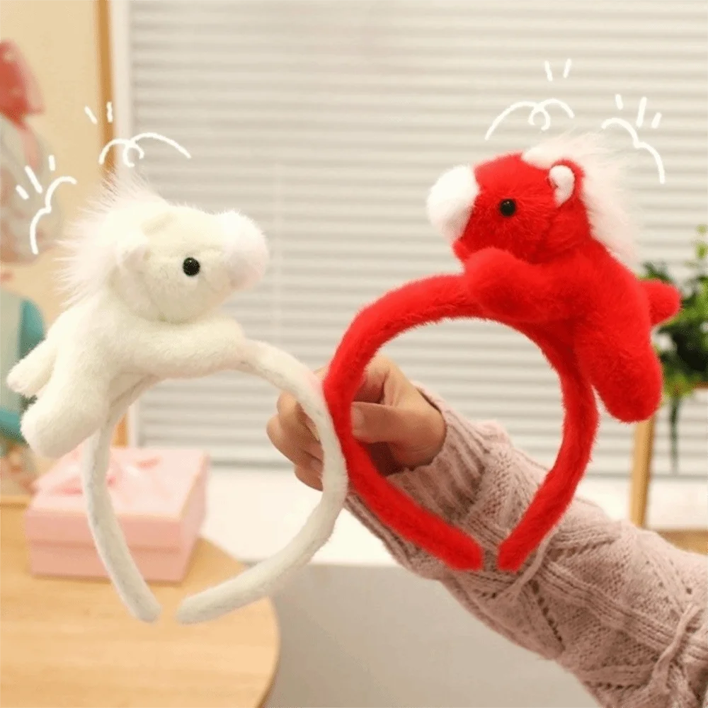 

Sweet Cartoon Horse Hair Hoop Pony 2026 New Year Headband Solid Color Mascot New Year Headpiece Women