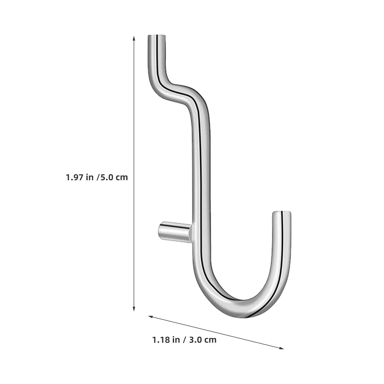 10Pcs Smooth Finish Stainless Steel Pegboard Hooks Easy Install Heavy Duty Metal Hooks for Kitchen Garage Workshop Shelving Wall