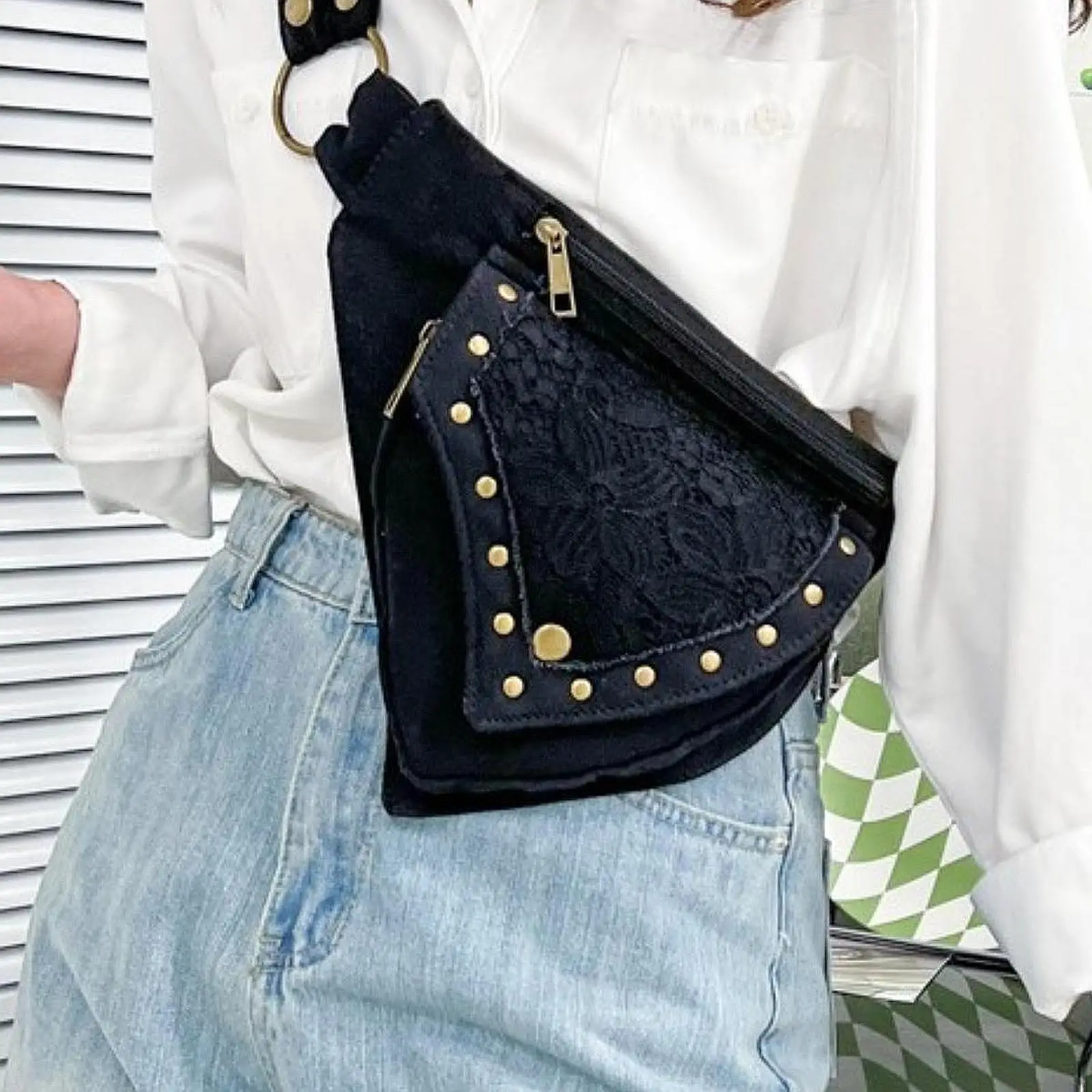 Waist Bag Faire Festival Bag Belt Bag Chest Pack with Zipper Pouch Medieval Belt Pouch Shoulder Bag for Stage Show Halloween