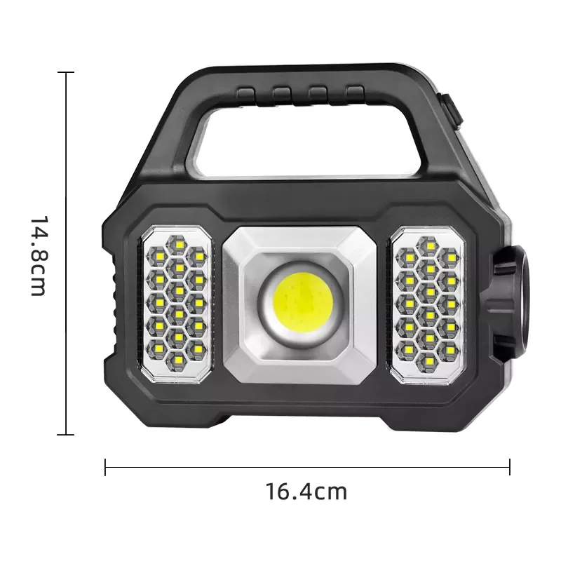 ZK30 Power Display Power Output Work Light Built-in Battery USB Charging and Solar Charging SMD COB LED Rechargeable Torch