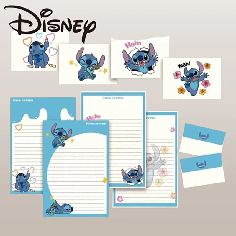 4pcs/set Disney Anime Figure Stitch Series Envelope Letter Paper Cute Cartoon Creative Greeting Card Birthday Valentine Day Gift